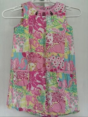 Lilly Pulitzer Girls' Pink Tropical Patchwork Dress
